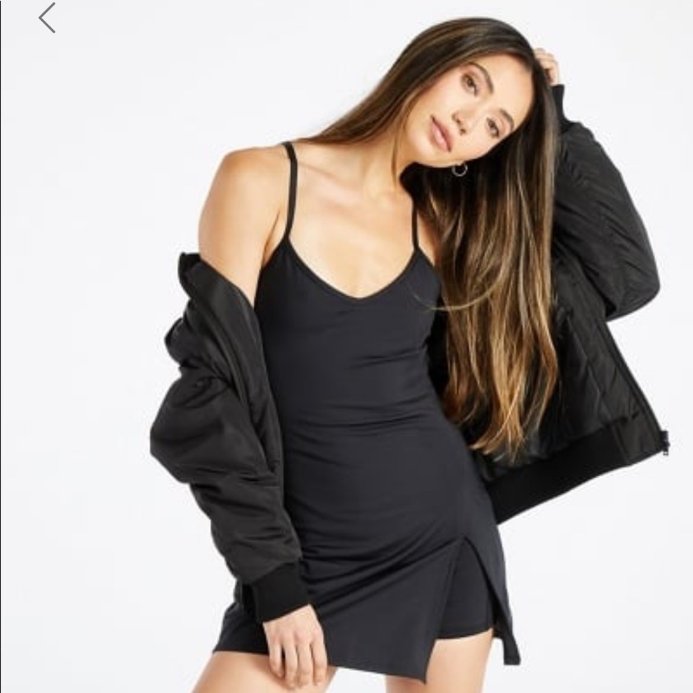 JustFab black athletic dress with shorts, size large